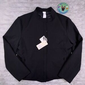New Man Blazer Men's 38R Full Zip Volcan Black‎ Jacket Stretch Made France $210